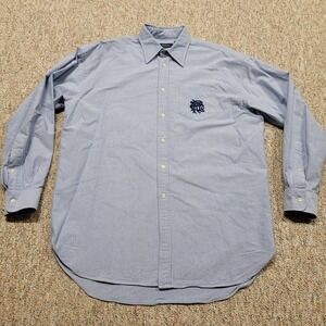 Ralph Lauren Shirt Mens Large Blue Scribble Logo Monogram Button Up Long Sleeve